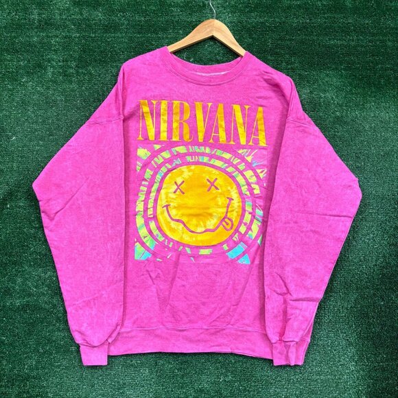 Nirvana Nevermind Grunge Band Mineral Wash Crewneck Sweater Size Extra Large - Picture 1 of 4